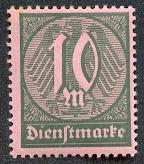 timbre: Aigle 10 Mark vert sur papier rose