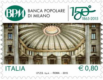 timbre: Anniversaire de la Banque Populaire de Milan