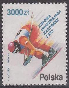 timbre: Universiades à Zakopane : Skieur en descente