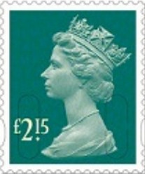 timbre: Queen Elizabeth II  bleu vert