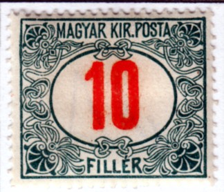 timbre: Cadre floral, chiffre rouge - Filigrane 7 couché