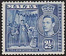 timbre: Roi George VI - Entrée de Villers de l'Isle d'Adam à Mdina