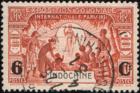 timbre: Exposition coloniale de Paris, surchargé  DÉCOTÉ