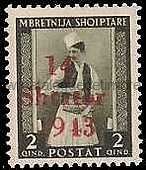 timbre: Administration Allemande - Surcharge : 14 Shtator 1943