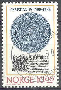timbre: 4e centenaire accession trône Christian IV,