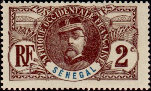 timbre: Général Faidherbe (Sénégal en bleu)