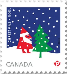 timbre: Père Noël et sapin