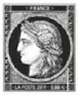 timbre: 170 ans du premier timbre français (obl.ronde)