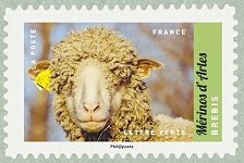 timbre: Animaux de la ferme : Brebis Mérinos d'Arles