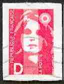 timbre: Marianne de Briat D rouge (non dentelé- adhésif)