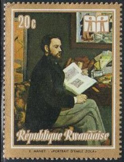 Timbre: Portrait d'Emile Zola par E. Manet