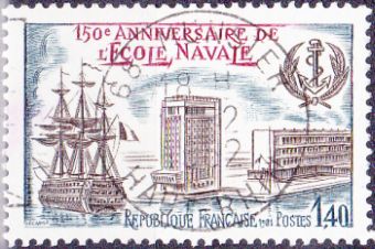 Timbre: 150&egrave; Anniv. de l'Ecole Navale, voilier-&eacute;cole