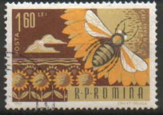 Timbre: Abeille et tournesol