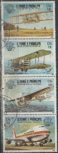 Timbre: Avions (bande de 4 val. attenantes)