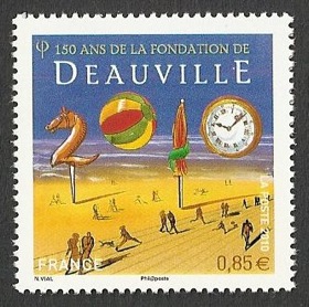 Timbre: 150 ans de la fondation de Deauville