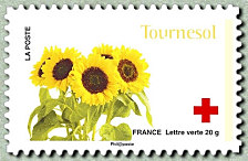 Timbre: Au profit de la Croix-Rouge - Tournesol