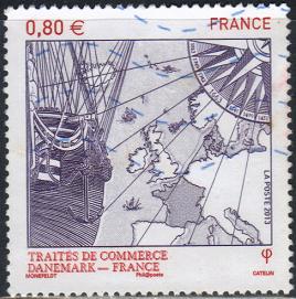 Timbre: Danemark-France  Trait&eacute;s de commerce
