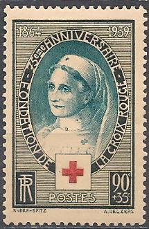 Timbre: 75&egrave;me anniversaire de la Croix-Rouge Internationale