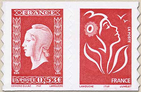 Timbre: Paire Marianne de Dulac-Marianne