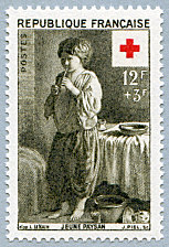 Timbre: Croix rouge Louis Le Nain &laquo;Jeune Paysan&raquo;