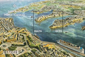 Timbre: &Eacute;mission commune Malte - Curacao, Le " grand harbour "