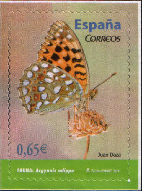 Timbre: Papillon moyen nacr&eacute; Argynnis adippe