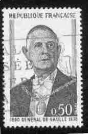 Timbre: G&eacute;n&eacute;ral de Gaulle. Portrait du pr&eacute;sident