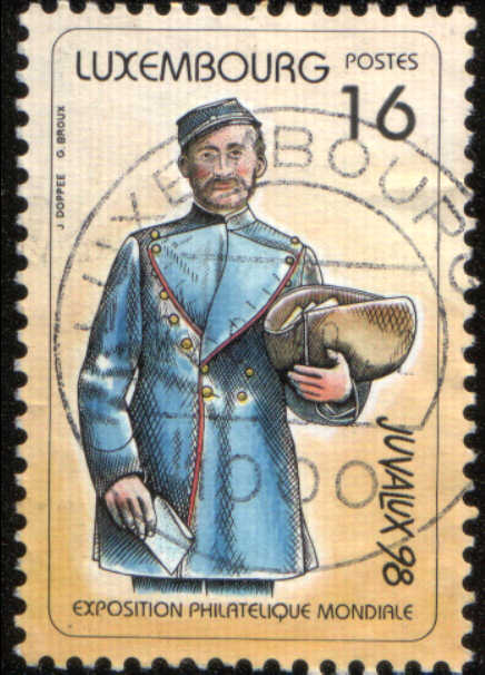 Timbre: Juvalux 98 : Facteur de ville vers 1880