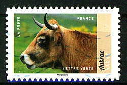 Timbre: Animaux de la ferme : Vache d'Aubrac