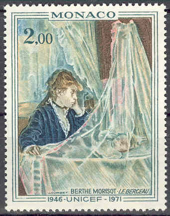 Timbre: 25 ans UNICEF, le berceau de Berthe Morisot