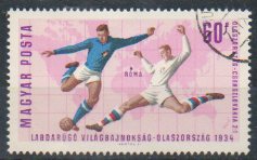 Timbre: Coupe du Monde de Football - Italie vs Tchécoslovaquie