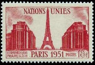 Timbre: Nations unies, Paris 1951, 18 F