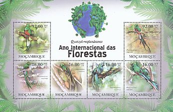 Timbre: Pharomachrus mocinno (Feuillet 6 timbres)