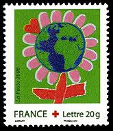 Timbre: Fleur dessin de Yacine Lorafy