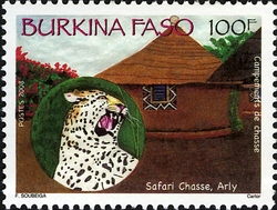 Timbre: Safari Chasse Arly - t&ecirc;te de panth&egrave;re