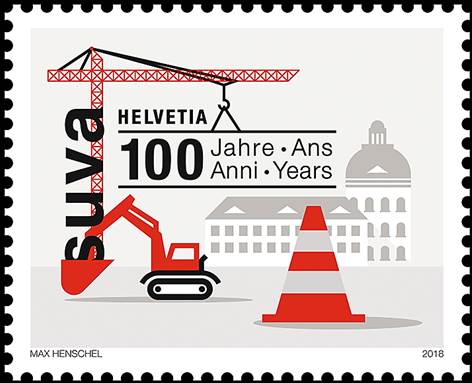 Timbre: 100 ans de la Suva.