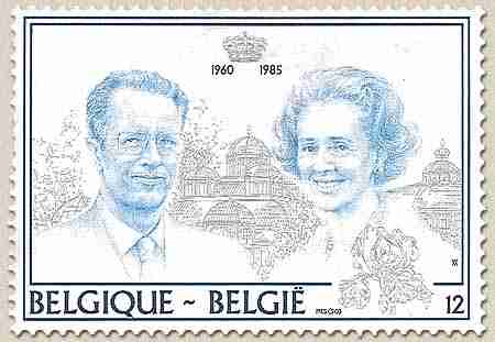 Timbre: 25 ans de mariage roi baudouin et reine fabiola