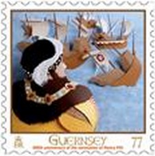 Timbre: Henry VIII: observant sa flotte, que le Mary Rose coule