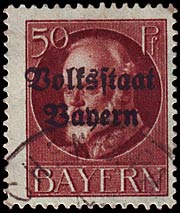 Timbre: Louis III surcharge Volkstaat Bayern