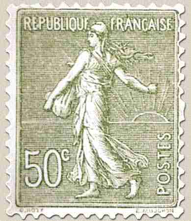 Timbre: Type semeuse fond lign&eacute;
