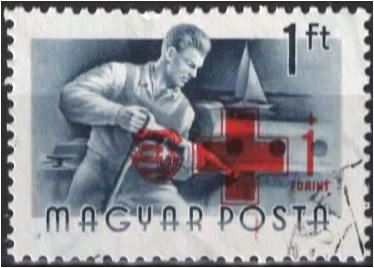 Timbre: Metallurgiste surcharg&eacute; Croix Rouge