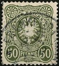 Timbre: Aigle gris-vert. Pfennige (sans E final)