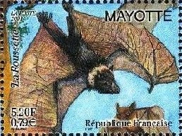 Timbre: Roussette aux ailes d&eacute;ploy&eacute;es