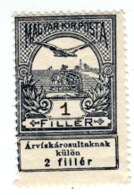 Timbre: Couronne de saint-Etienne et oiseau avec bandelette