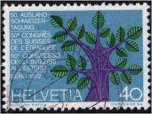 Timbre: 50e congres des Suisses a l'etranger