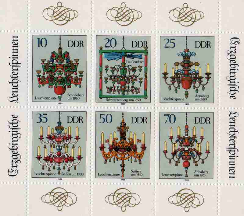 Timbre: Lustres ornementaux de l'Erzgebirge