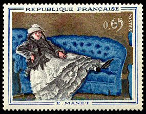Timbre: Madame Manet au canap&eacute; bleu, de Manet :