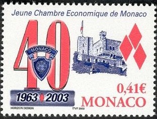 Timbre: 40&deg; anniv. de la Jeune Chambre Economique de Monaco