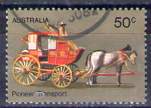 Timbre: Voiture &agrave; cheval de pionniers