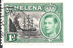 Timbre: Armes de la colonie et Georges VI